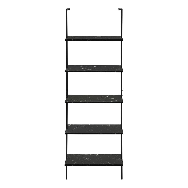 Bookshelf, Bookcase, Etagere, Ladder, 5 Tier, For Office, Marble Look Contemporary & Modern - Black