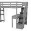 Loft Bed With Storage Drawers, Desk And Stairs With Shelves