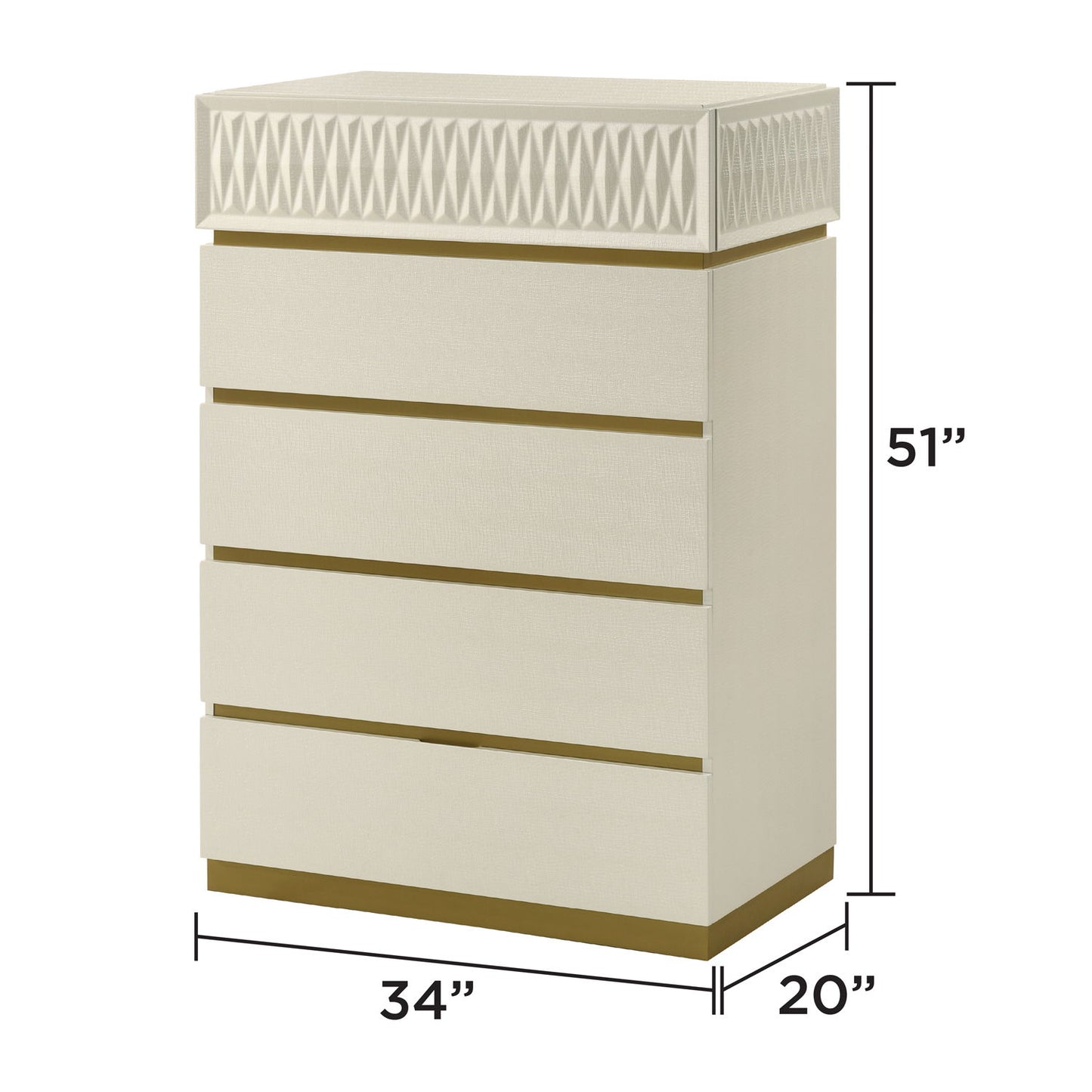 Stanley - 5 Drawer Chest With Crocodile Texture - Gray