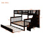 Bunk Bed With Twin Size Trundle, Storage And Guard Rail For Bedroom