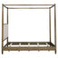 Queen Canopy Bed Frame With Upholstered Headboard - Brown