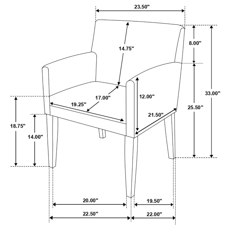 Yorkshire - Silla de comedor tapizada con reposabrazos acolchados (Juego de 2) - Gris