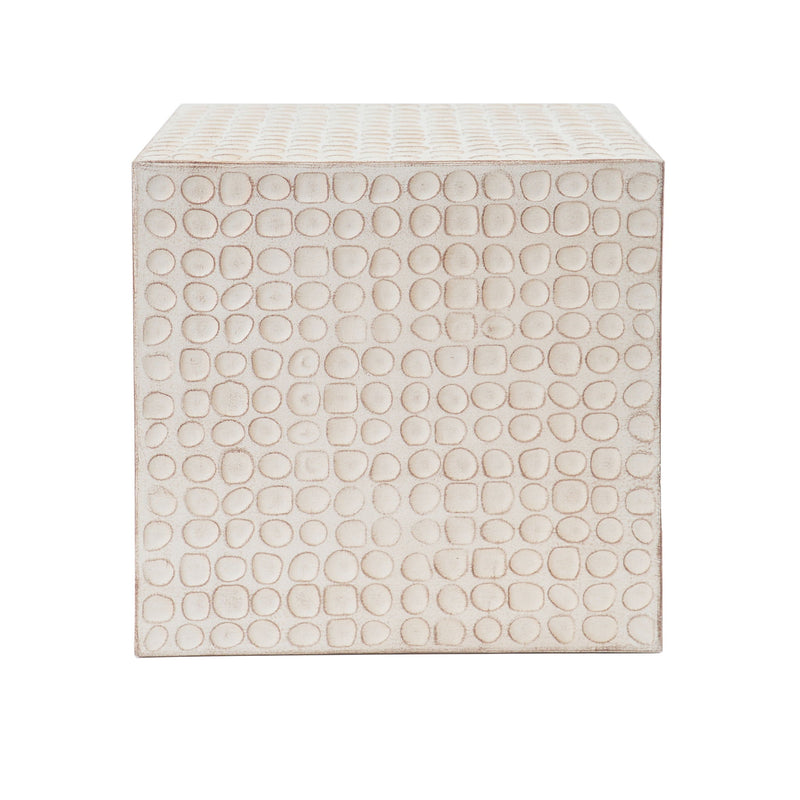 Chic Modern Mgo Cube Side Table With Fluted Design - Antique Brown