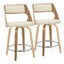 Cecina - Mid-Century Modern Fixed Height Counter Stool With Swivel With Round Footrest (Set of 2) - Zebra / Cream