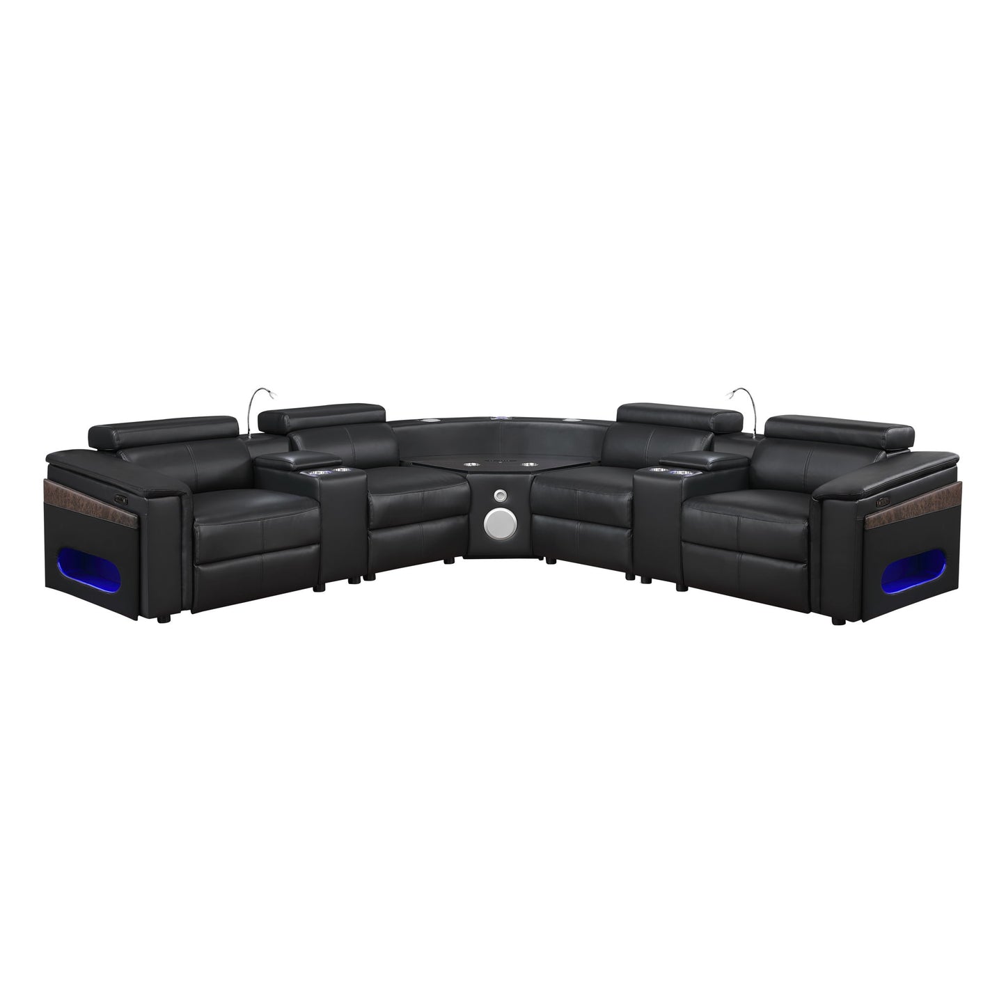Nova - Sectional With Bluetooth Speaker, LED And Lifting Wine Cabinet