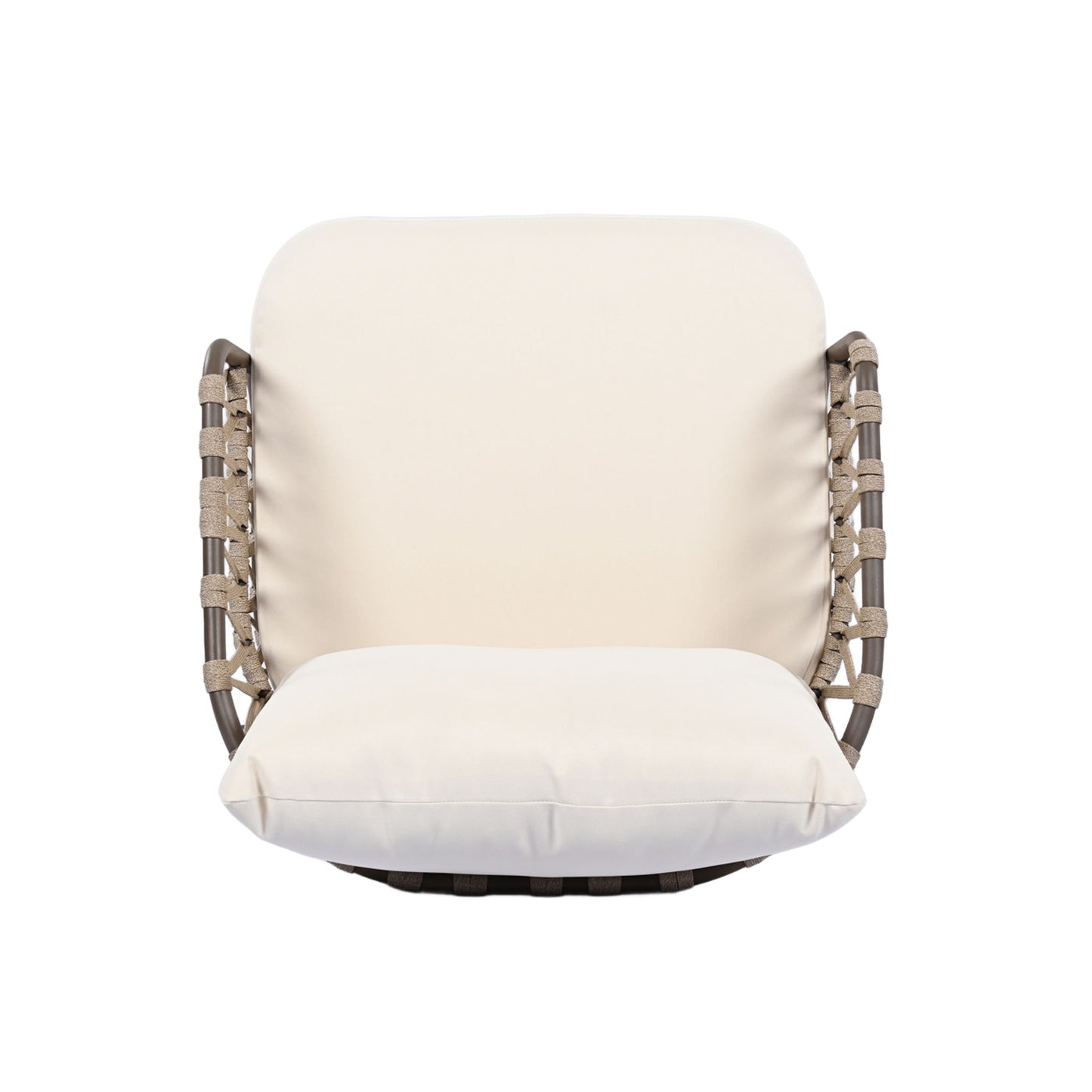 4 Piece Outdoor Patio Furniture Set, Metal Chairs With Woven Rope U Shaped Backrest