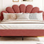 Upholstered Platform Bed With Flower Pattern Headboard
