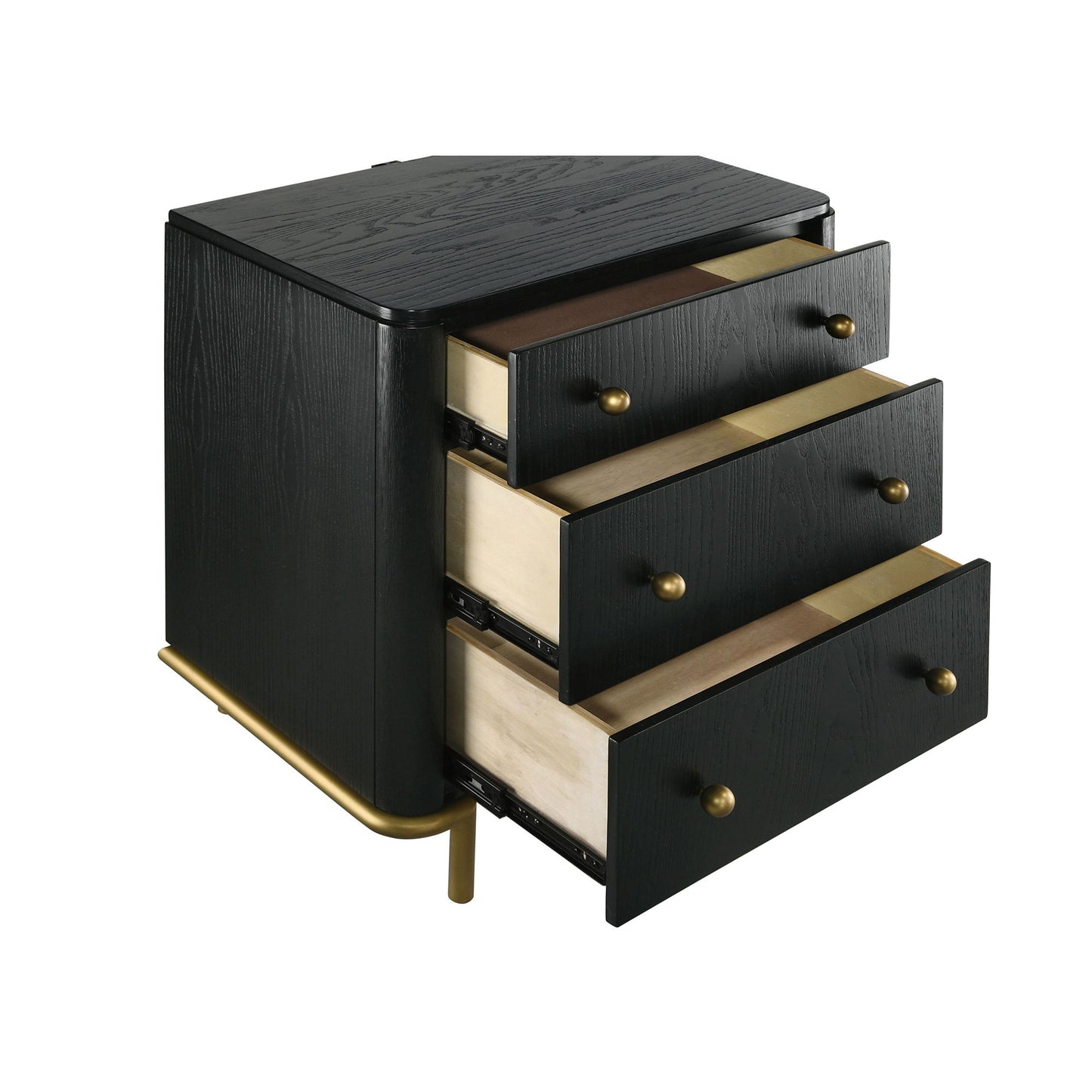 Anser - 3 Drawer Nightstand - Black