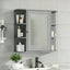 Bathroom Wall Storage Cabinet With Mirror And Adjustable Shelf, 6 Open Shelves