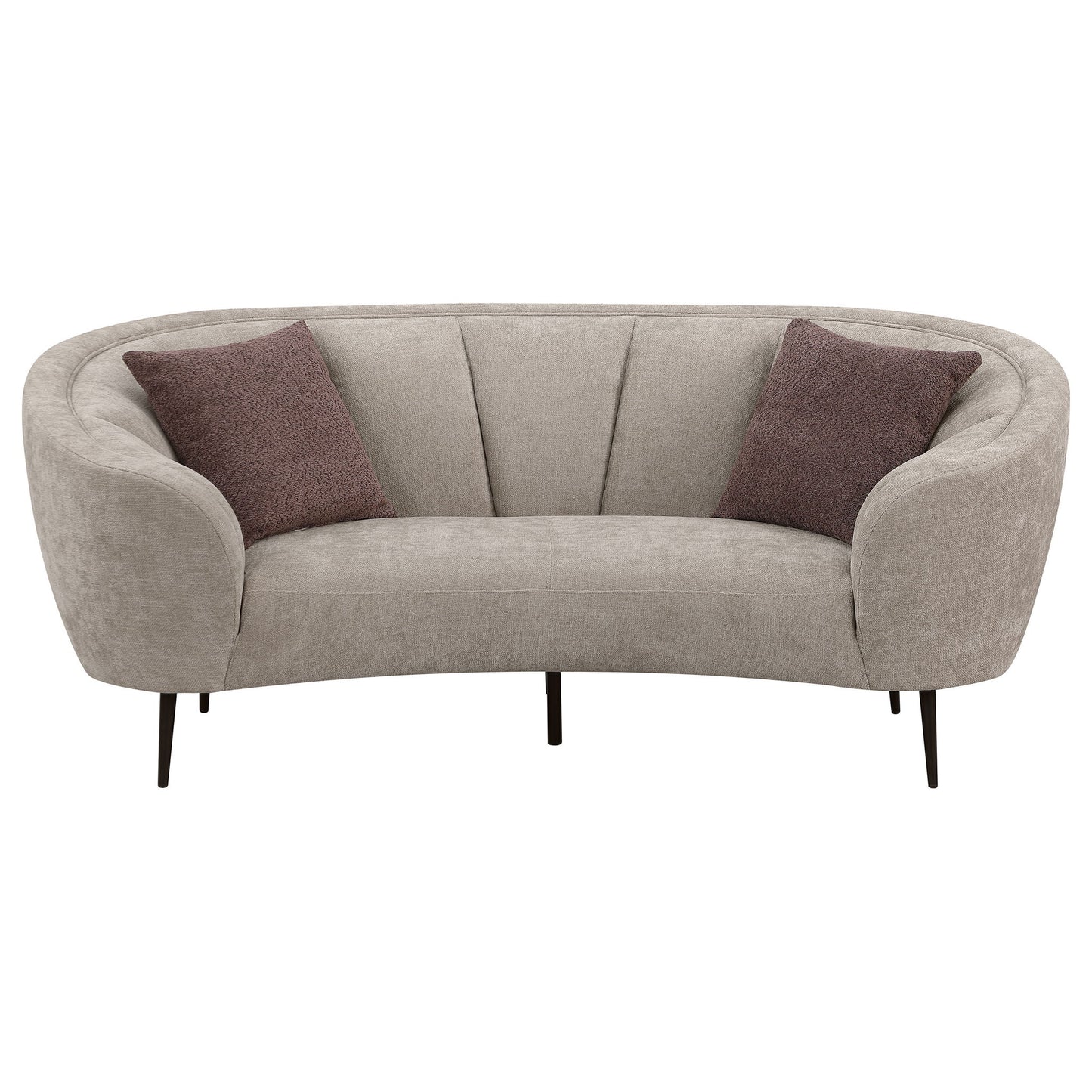 Saanich - Upholstered Curved With Plump Accent Pillows - Beige