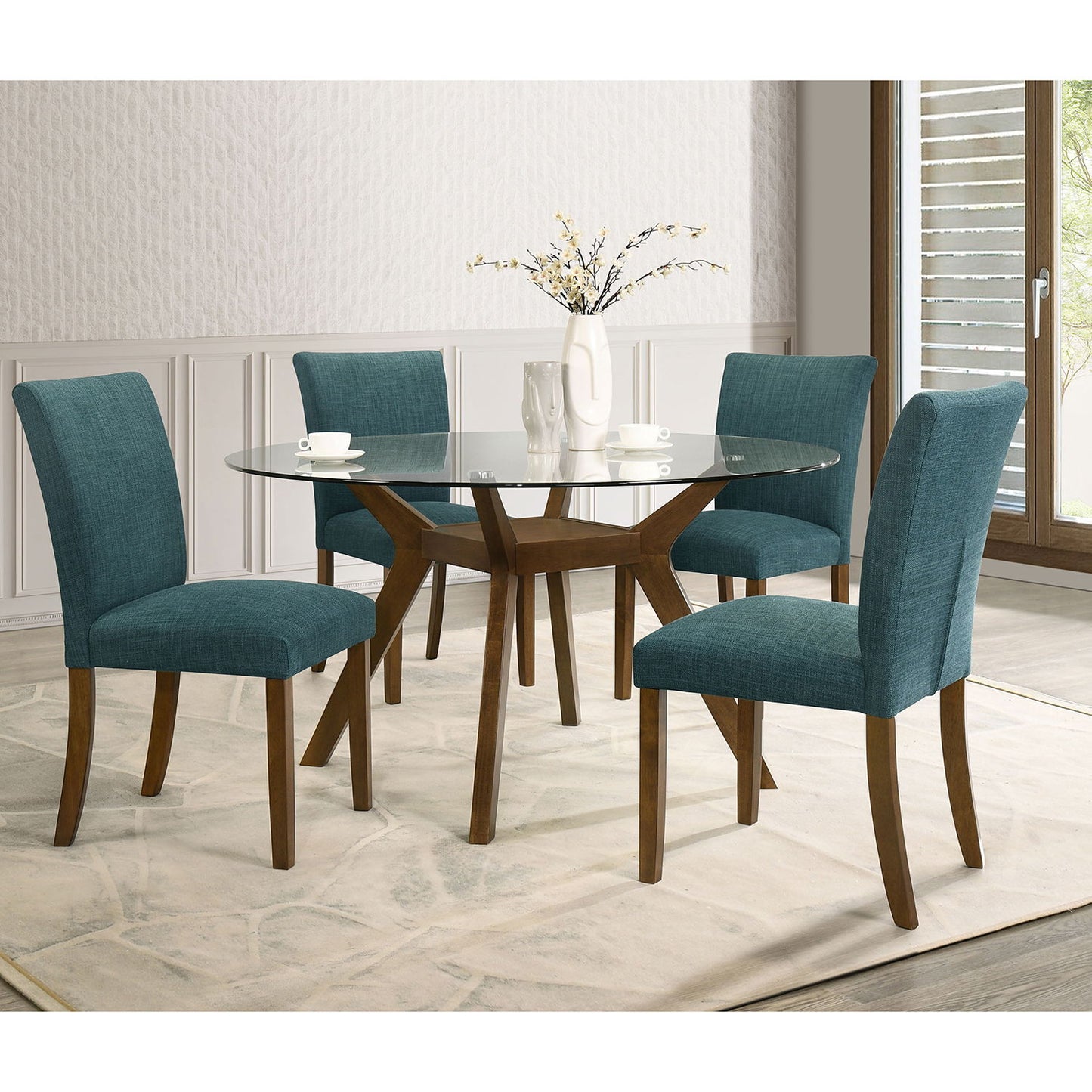 Flynn - Round Glass Top Dining Table - Brown