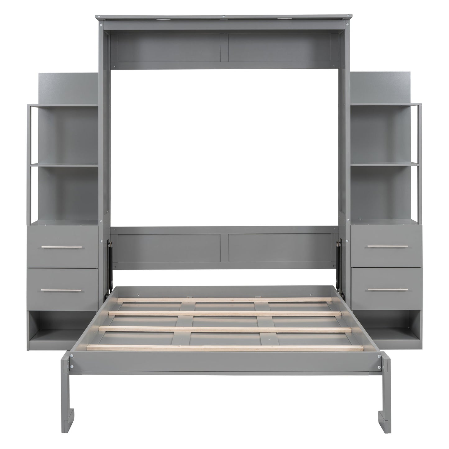 Murphy Wall Bed With LED Lights, Shelves And Drawers