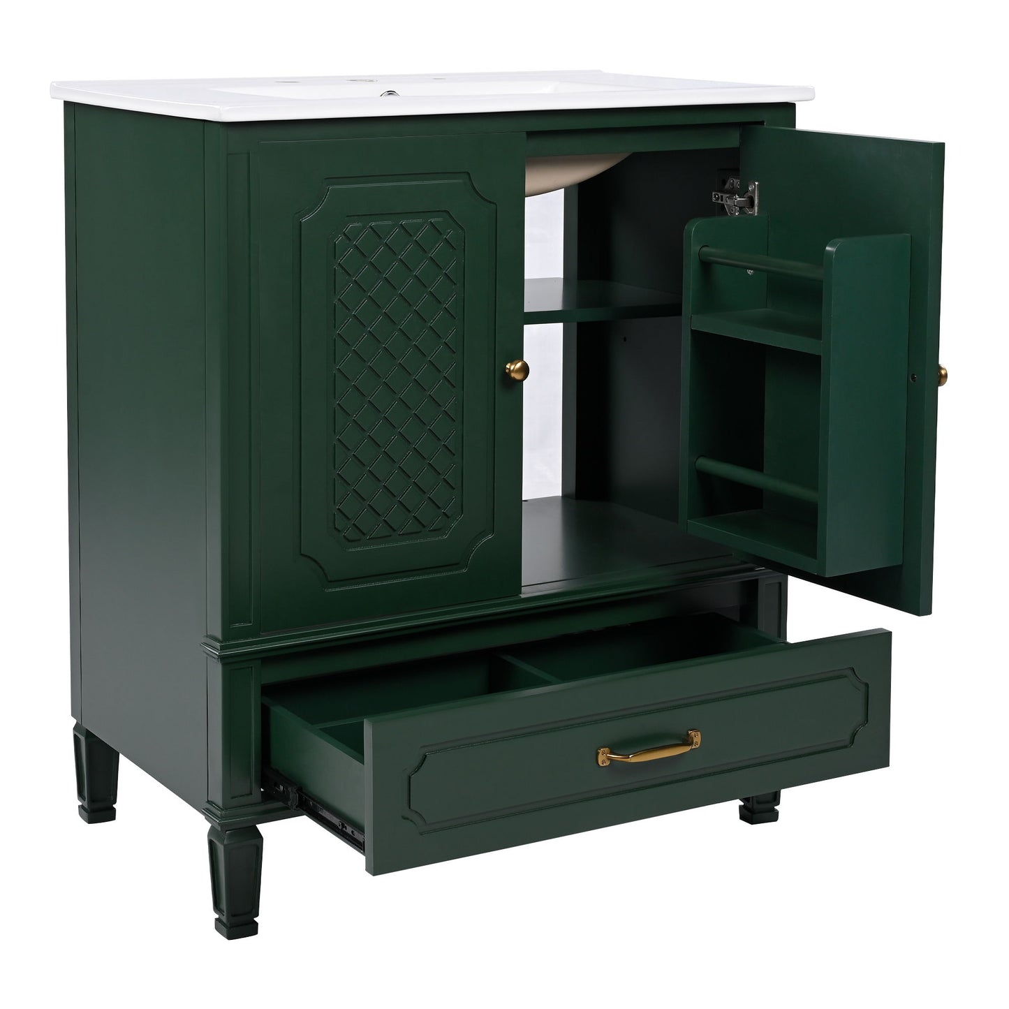 Bathroom Vanity With Sink, Soft Closing Door, Multi Functional Storage