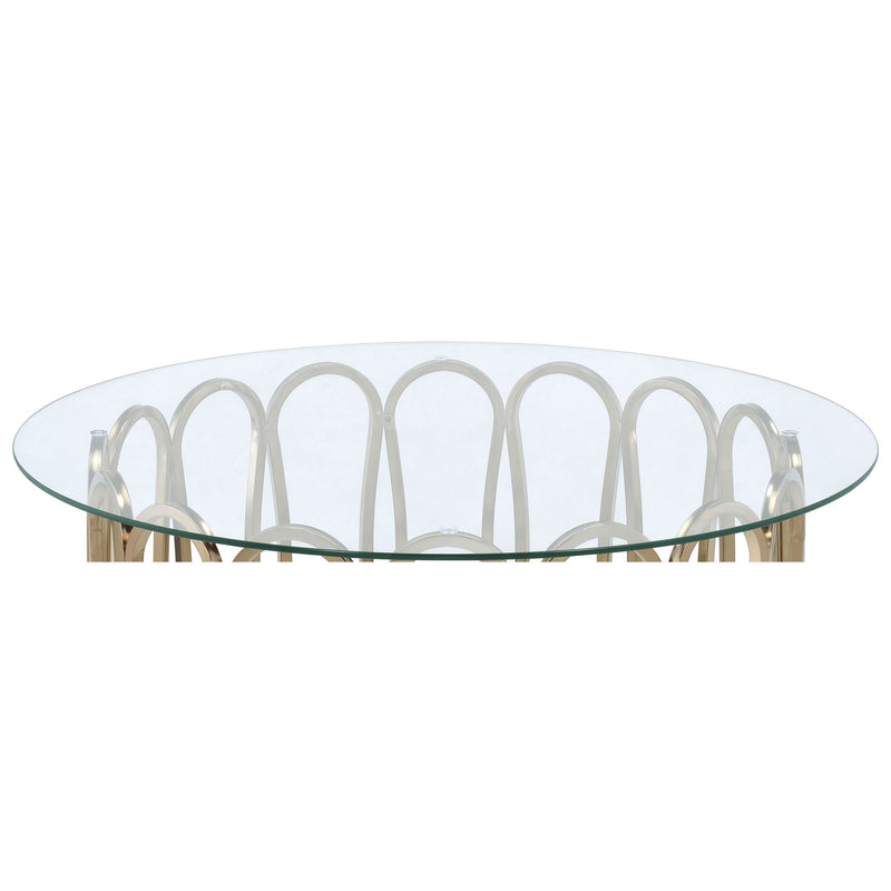Round Glass Top Table With Polished Metal Base