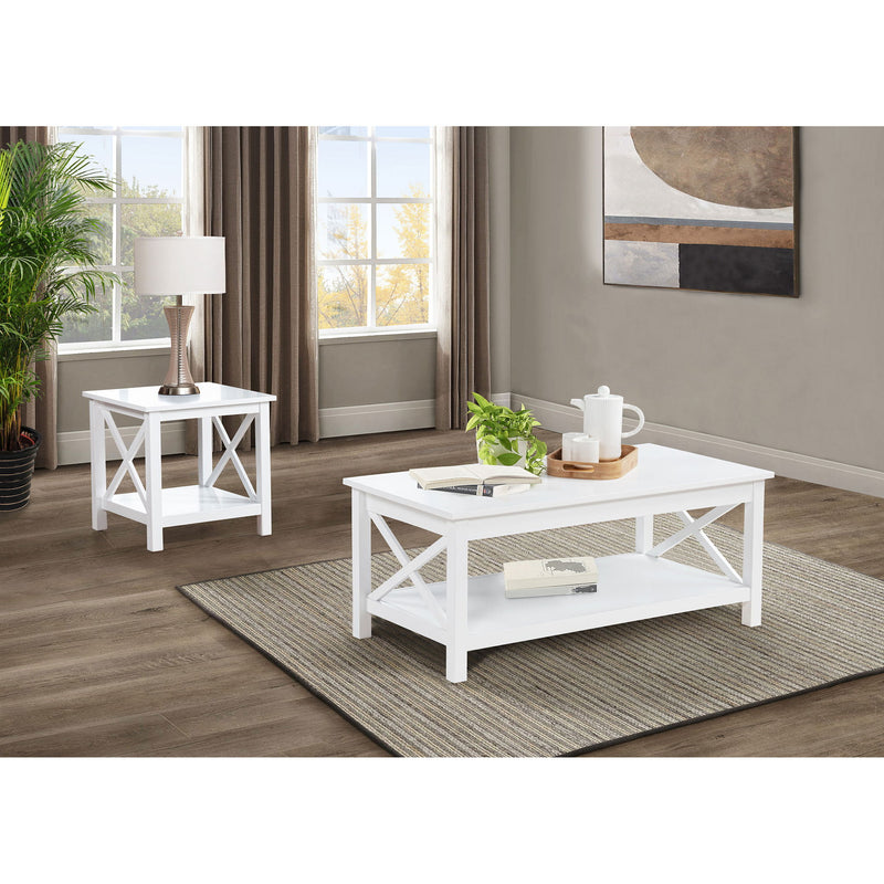 Slater - End Table With X Frame Trim - White