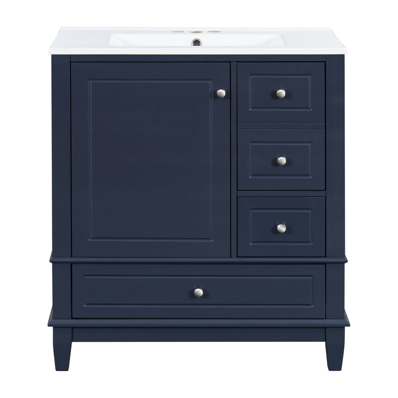 Freestanding Bathroom Vanity With Sink, Soft Close Door, 3 Drawers