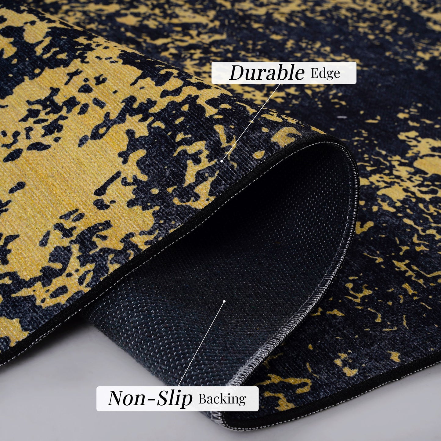 Maval - 8' X 10' Washable Area Rug - Black / Gold