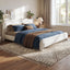 Upholstered Platform Bed Frame With Curved Headboard, Wood Slats Support