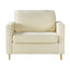 Accent Chair Upholstered Single Sofa With Square Arms, Sewn Pillow Back For Living Room