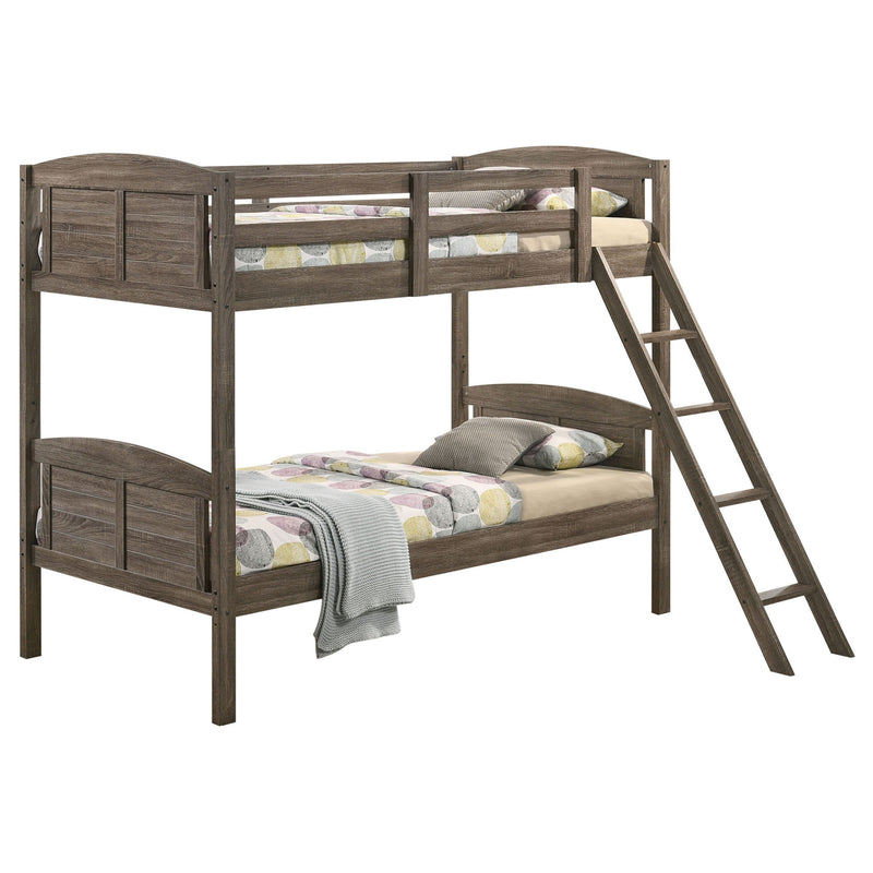 Shasta - Twin Over Twin Bunk Bed With 2 Twin Mattresses - Brown