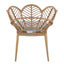 Kirk - Outdoor Wicker Peacock Shape Papasan Style Chair, Teak Finished Leg (Set of 2) - Beige / Light Brown / Light Teak