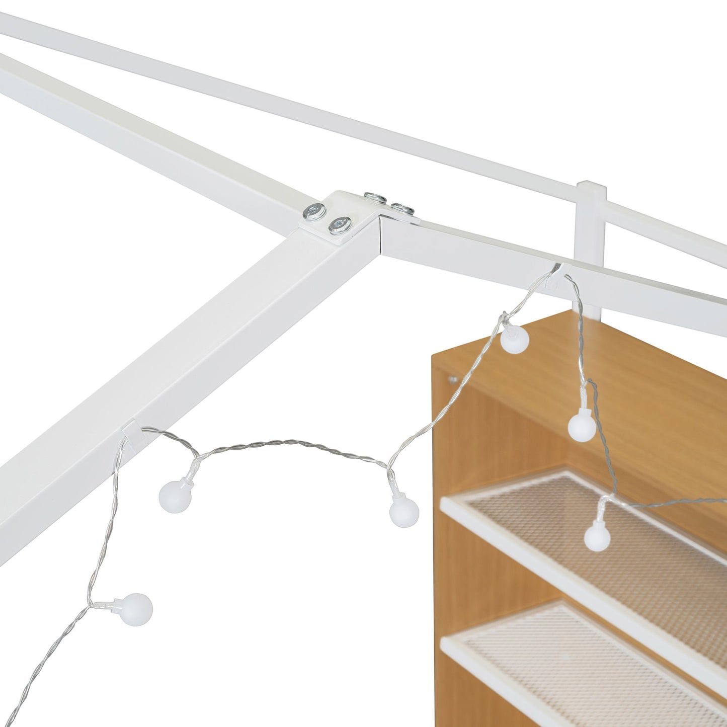 Bed House Frame With Shelves And Lights
