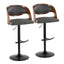 Pino - Mid Century Modern Adjustable Barstool With Swivel With Rounded T Footrest (Set of 2)