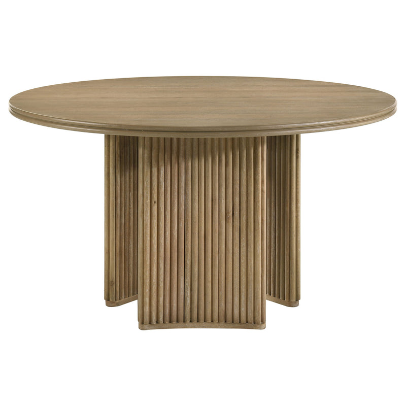 Dreydon - Round Dining Table With Textured Tripod Base - Light Brown