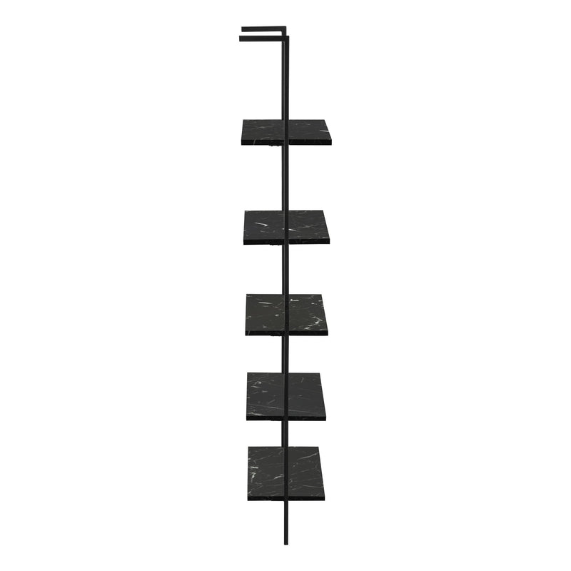 Bookshelf, Bookcase, Etagere, Ladder, 5 Tier, For Office, Marble Look Contemporary & Modern - Black