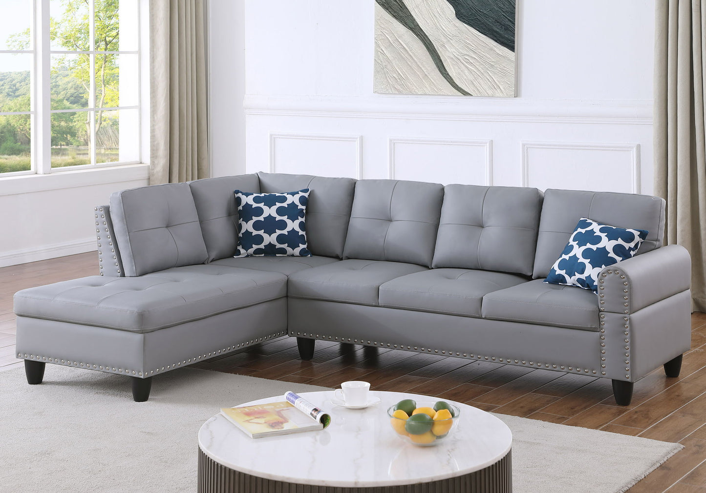 Irine - Sectional Sofa With Ottoman - Gray