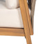 Outdoor Lounge Chair With Woven Backrest, Solid Wood Frame, Comfortable Cushions