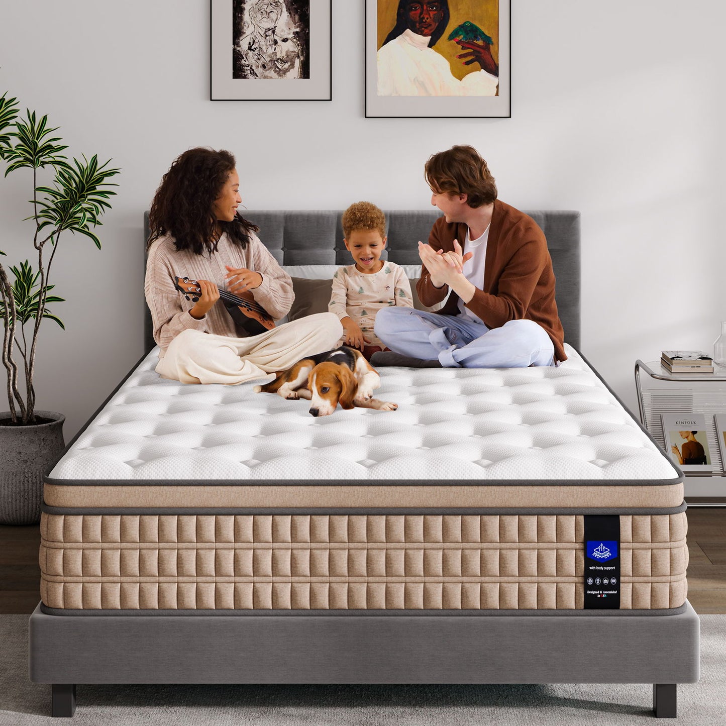 14" Mattress Hotel Collection Hybrid Mattress With Gel Memory Foam & Pocket Springs - Brown / White - King
