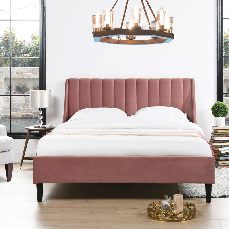 Aspen - Juego de cama de plataforma moderno con cabecero capitoné vertical