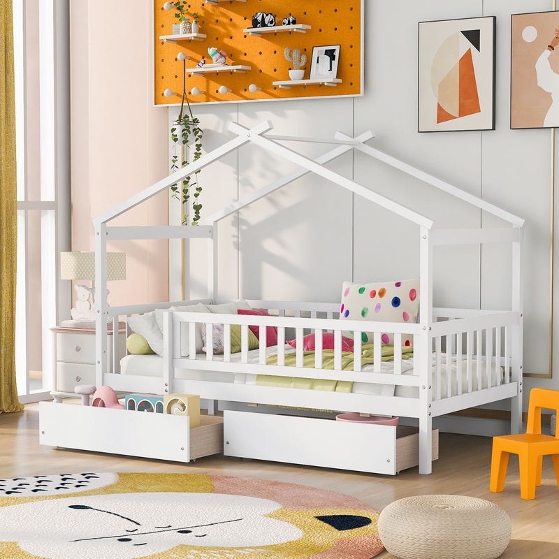 House Bed With 2 Drawers