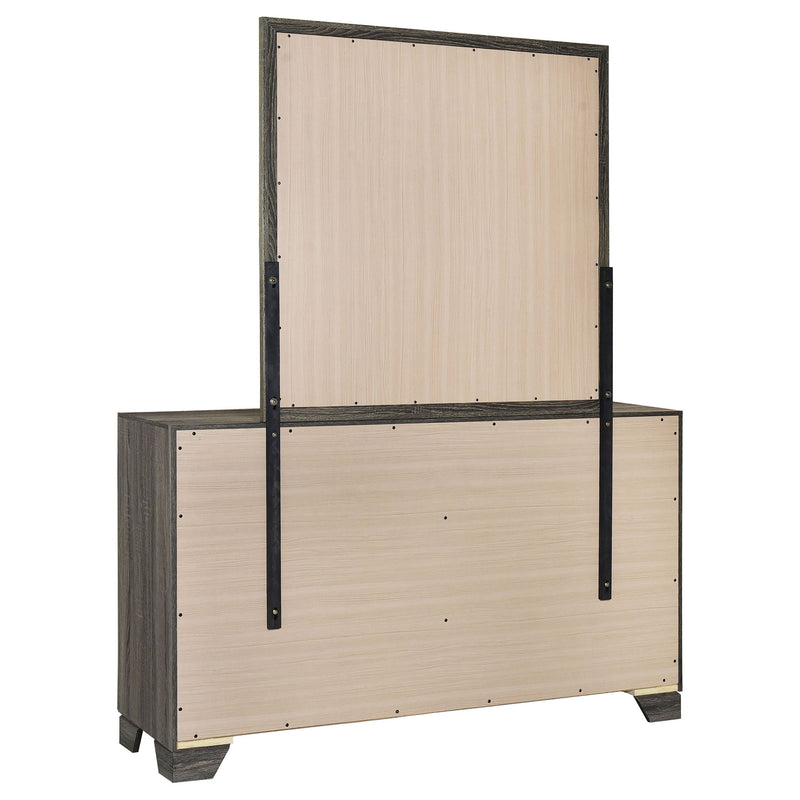 Funston - 6 Drawer Dresser With Mirror - Brown Oak