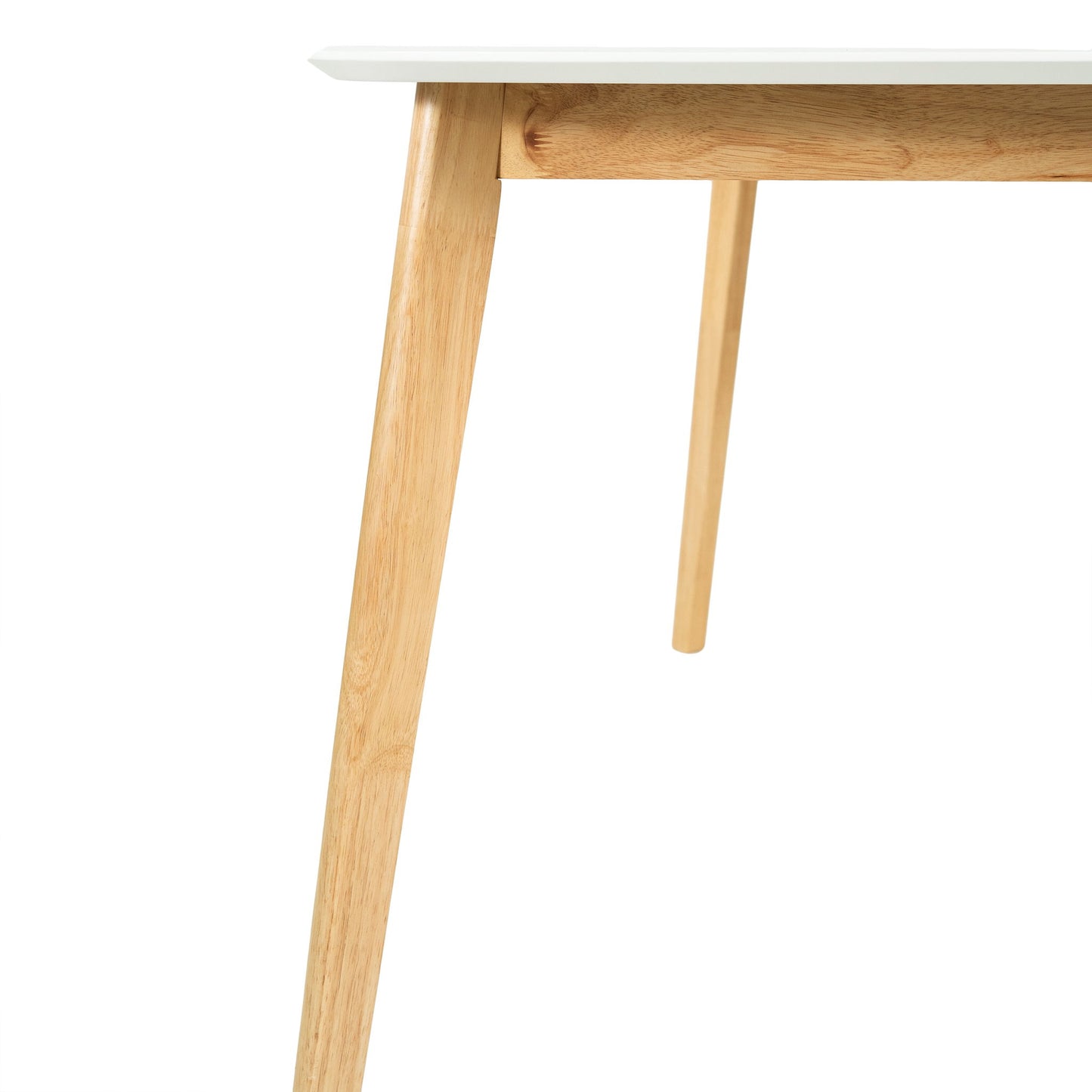 Dining Table With Splayed Rubberwood Legs & Faux Wood Tabletop, - White Oak