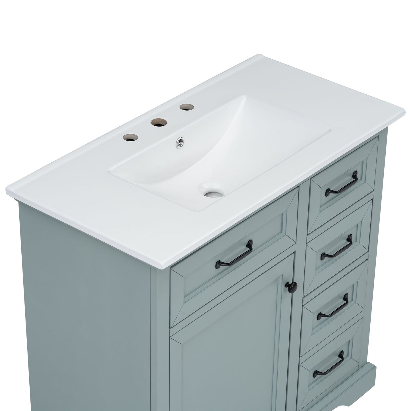 Bathroom Vanity With Sink, 2 Tip Out Drawers, Soft Close Hinges - Gray