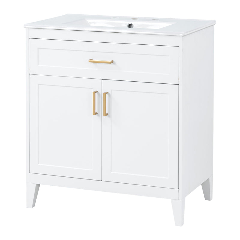 Bathroom Vanity With Sink Top, Adjustable Shelf, Door Organizers