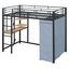 Loft Bed With Desk, Shelves, Power Outlet, LED Light And Wardrobe