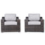 Modern Patio Chair With Cushions (Set of 2) - Brown