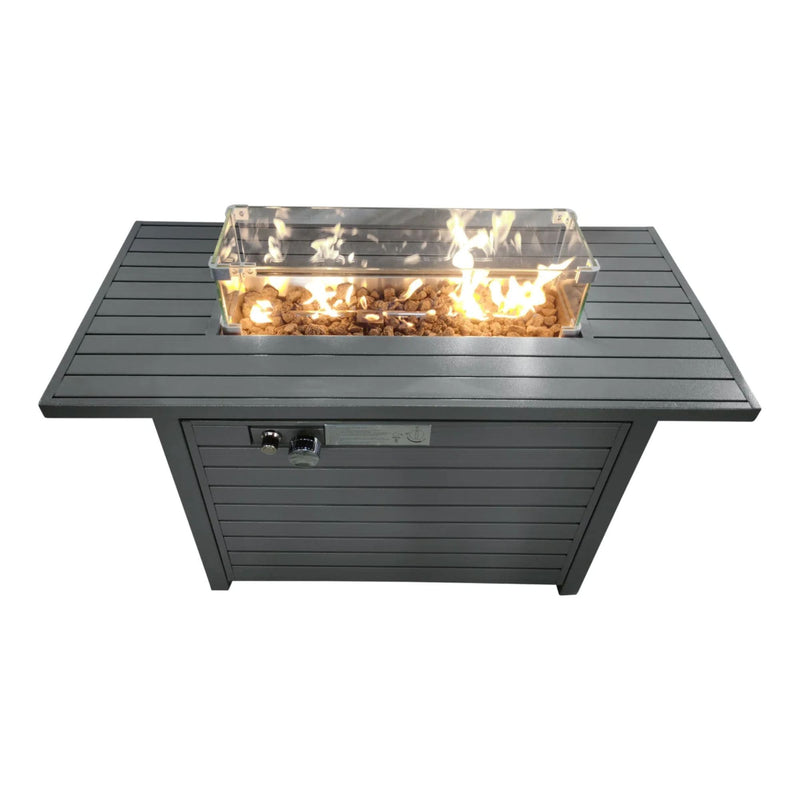 Mesa fogata de propano con tapa - Gris