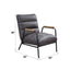 Nignu - Top Grain Leather Matt Iron Accent Chair - Gray