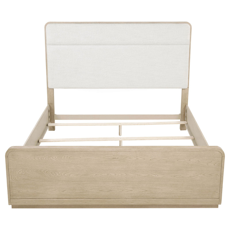 Mirador - Queen Panel Bed With Upholstered Headboard - Light Oak
