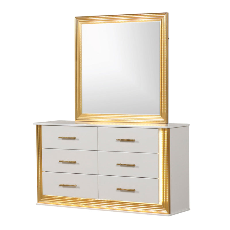 Obsession - 6 Drawer LED Dresser - White
