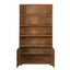 Tall Bookcase Storage Cabinet With 3 Open Shelves & Fluted Double Doors