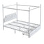 Queen Size Canopy Platform Bed With Upholstered Headboard And 2 Storage Drawers - White