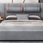 Upholstered Platform Bed, 2 Outlets And USB Charging Ports On Both Sides, 2 Bedside Pillows, Storage Shelves
