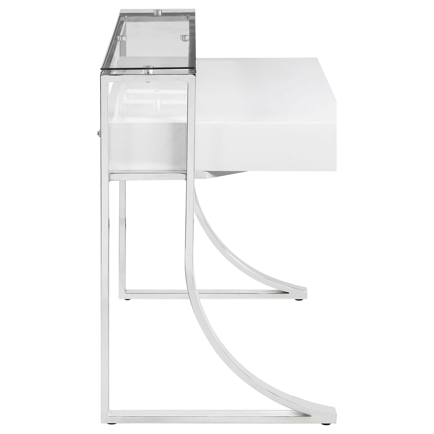 Serrano - 2 Drawer Writing Desk With Polished And Tempered Glass Hutch - Glossy White