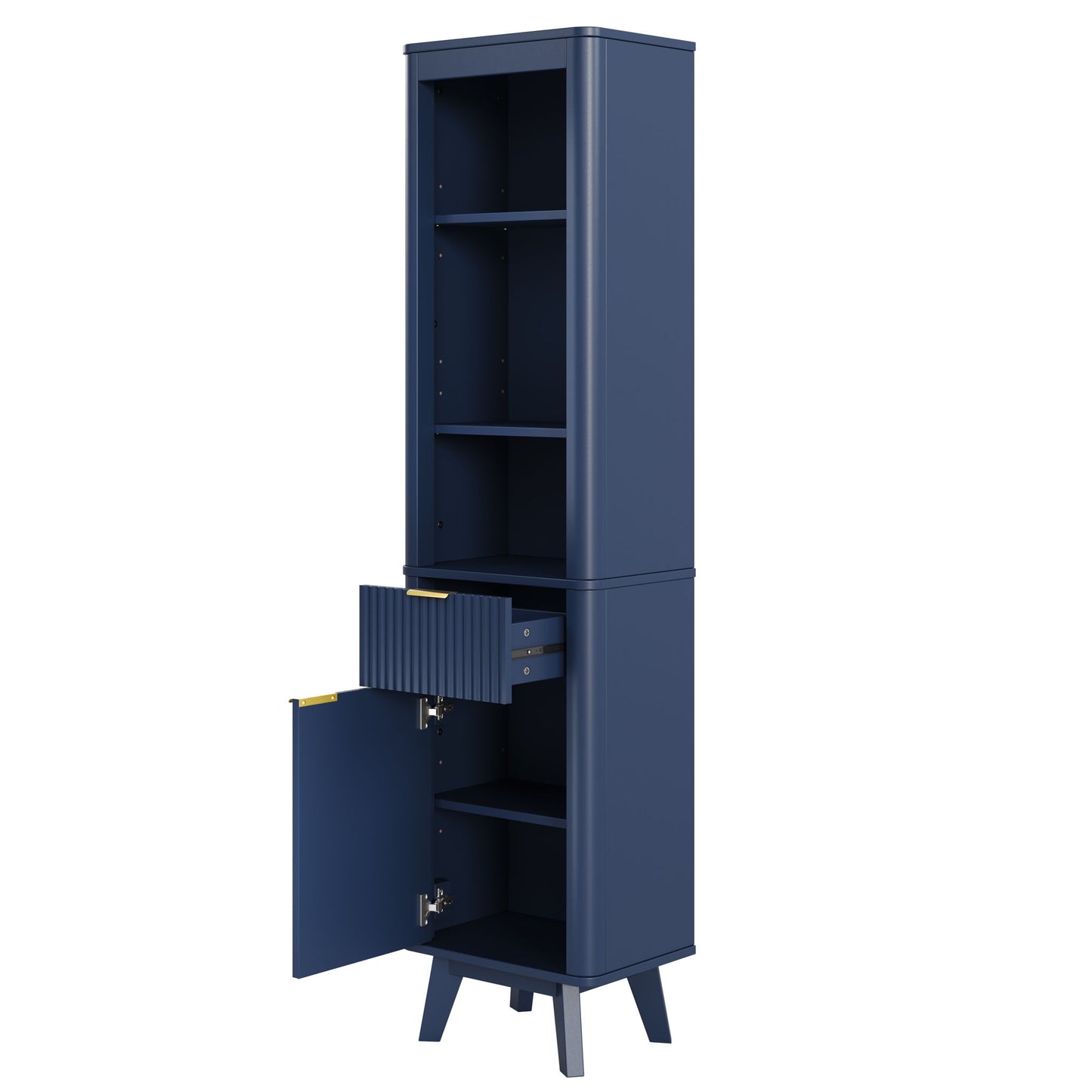 Tall Bathroom Storage Cabinet With Adjustable Shelves And 1 Drawer & Door