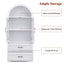 Arched Top Storage Cabinet With Fixed 2 Tier Shelves, 2 Large Drawers